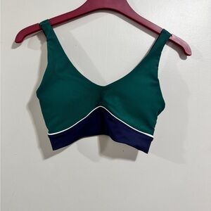 WILO Green and Navy Colorblock Sports Bra Woman’s Size Small